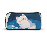 Cute Cat Claw And Fish Bones Pencil Case - Large Aesthetic Makeup Bag Multi-Purpose Pencil Pouch Cute Cosmetic Bag with Zipper Closure for Office, Home, Study & Travel