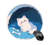 Cute Cat Claw and Fish Bones Round Mouse Pad, Cute Non-Slip Rubber Base Desk Mat, Funny Small Mousepad for Office & Gaming, Decorative Computer Accessories for Home Office Desk 7.8 Inch