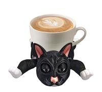 Cute Cat Coasters That Grab Hold the Cup, 3D Print Funny Cats Cup Holder For Drinks, Coasters Mug Holder Coffee Table Decor Cat Gifts Presents for Women (Black)