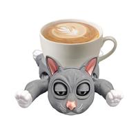 Cute Cat Coasters That Grab Hold the Cup, 3D Print Funny Cats Cup Holder For Drinks, Coasters Mug Holder Coffee Table Decor Cat Gifts Presents for Women (Gray)