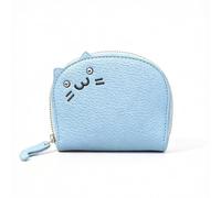 Cute Cat Coin Purse For Women, Mini Leather Card Holder Wallet, Blue, Fresh | Compact & Cute Cat Wallet Premium Litchi PU Leather Multi-Card Slots & Coin Pocket Perfect Cat Accessories for Women