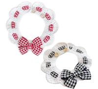 Cute Cat Collar 2Pcs Knitted Flower-shaped Cat Collar with Bow Button Closure 12-14" Adjustable Neck Breakaway for Daily Wear, Photos, for 5-7.5kg Cats Cute