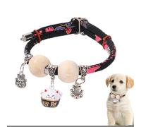 Cute Cat Collar, Adjustable Cedar-Bead Pet Necklace, Stylish Natural Wooden Bead Collar for Small, Medium, Large Cats and Dogs, All-Day Wear for Yard, Living Room, Training, Walking, Holiday, Photogra