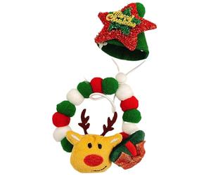 Cute Cat Collars - Soft Christmas Reindeer Accessory with Hat | Adjustable with Plush Ball for Party Home Worship Decoration Fun Family Celebration
