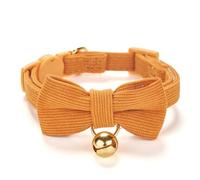 Cute Cat Collars With Bow,Quick Release Safty Buckle with Bells,Soft and Comfy Cordoroy Material in Orange Pack of 1