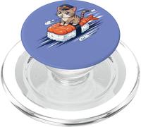 Cute Cat Conductor Riding Shrimp Sushi Train Kawaii Anime PopSockets PopGrip for MagSafe