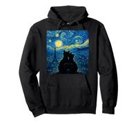 Cute Cat Couple The Starry Night Paris France Sky Cats lover Pullover Hoodie