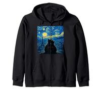 Cute Cat Couple The Starry Night Paris France Sky Cats lover Zip Hoodie
