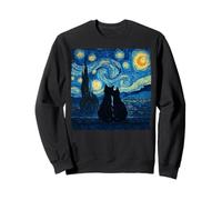 Cute Cat Couple The Starry Night Sky Cats lover Men Women Sweatshirt