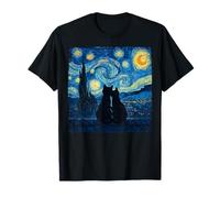 Cute Cat Couple The Starry Night Sky Cats Lover Men Women T-Shirt