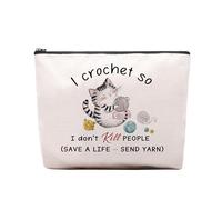 Cute Cat Crochet Makeup Bag, Knitting Cat Lover Cosmetic Bag, Gifts for Lovers Knitters, Cat Themed Gifts Cosmetic Bag for Purse