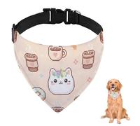 Cute Cat Dessert Dog Bandana With Adjustable Strap D Ring Dog Neckerchief Pet Bibs Triangle Pet Triangle Neckerchief Accessories for Dogs Puppy Dogs Cats Decor Machine Washable