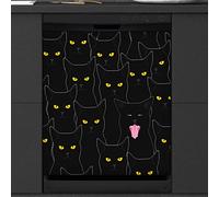 Cute Cat Dishwasher Magnetic Cover Kitchen Decor Black Cats Front Dishwasher Refrigerator Magnetic Cover Sticker Appliance Decorative Cover 23 x 26 Inches