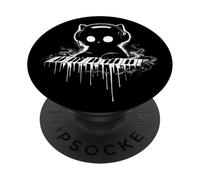 Cute Cat Dj Piano Dark Music Funny Gothic Kitty Player PopSockets Adhesive PopGrip