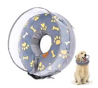 Cute Cat & Dog Inflatable Collar - Comfortable Recovery Collar for Post-Surgery, Grey, L