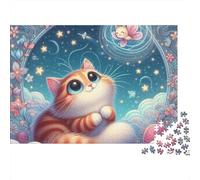 Cute Cat Dream Jigsaw Puzzle Beasts 1000 Pieces Thick Cardboard Eco-friendly for Adults 12 Mind Relaxation Puzzle 52x38cm/1000pcs