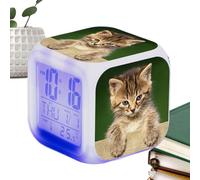 Cute Cat Ear Clock - Bedroom Instrument, Cartoon Pattern Display | Glowing Rechargeable Colorful Digital Timekeeper Unisex Children Boys Girls Birthday Present Toy Night Light Bedroom Routine