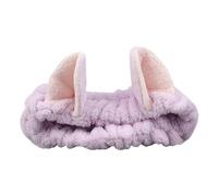 Cute Cat Ears Headbands for Women Girls Spa Hairbands Coral Fleece Makeup Head Band Face Wash Headwrap Skincare Hair Accessories(Light purple)