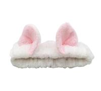 Cute Cat Ears Headbands for Women Girls Spa Hairbands Coral Fleece Makeup Head Band Face Wash Headwrap Skincare Hair Accessories(White)