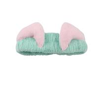 Cute Cat Ears Headbands for Women Girls Spa Hairbands Coral Fleece Makeup Head Band Face Wash Headwrap Skincare Hair Accessories(Green)