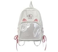 Cute Cat Ears Kawaii Pins Bag Transparent Window Anime Pin Display Backpack Japanese Collector Bag Backpack for Heavy Books And Laptop (White, One Size)