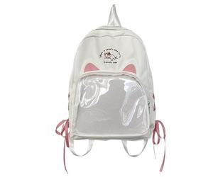 Cute Cat Ears Kawaii Pins Bag Transparent Window Anime Pin Display Backpack Japanese Collector Bag Expandable Cat Backpack Bubble