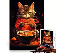 Cute Cat Eating Ramen for Adults 1000 Piece Jigsaw Puzzle Mindful Game Quality Print Happy Challenge Unique Gift (38x52cm)