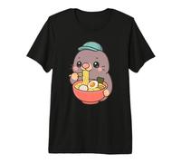 Cute Cat Eating Ramen Illustration Kawaii Premium T-Shirt