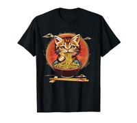 Cute Cat Eating Ramen Noodles Cat Noodle Art Ramen Noodles T-Shirt