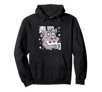 Cute Cat Eating Sushi Kawaii Japanese Design Pullover Hoodie
