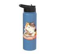 Cute Cat Eats Ramen Noodles Cats Ramen Stainless Steel Insulated Water Bottle