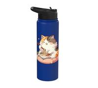 Cute Cat Eats Ramen Noodles Cats Ramen Stainless Steel Insulated Water Bottle