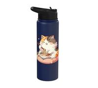 Cute Cat Eats Ramen Noodles Cats Ramen Stainless Steel Insulated Water Bottle
