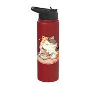 Cute Cat Eats Ramen Noodles Cats Ramen Stainless Steel Insulated Water Bottle