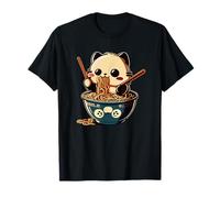 Cute Cat Eats Ramen Noodles Cats Ramen T-Shirt
