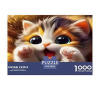 Cute Cat Educational Game Challenge 1000 Piece Puzzle for Adults -Kitten Playful Reaching Paws Decompression Fun Present for Home38x26cm/1000pcs