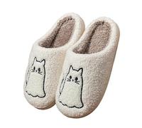 Cute Cat Embroidery Women's Slippers Indoor Winter Warm Breathable Comfortable Leisure Home Girls Shoes(6 UK)