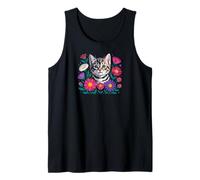 Cute Cat Eyes Kitty Flower Garden Tank Top