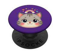 Cute Cat Face Rainbow Magic PopSockets Adhesive PopGrip