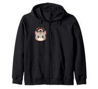 Cute Cat Face Rainbow Magic Zip Hoodie
