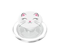 Cute Cat Face with Heart Minimalist Design PopSockets PopGrip for MagSafe