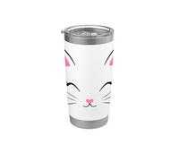 Cute Cat Face with Heart Minimalist Design Stainless Steel Insulated Tumbler