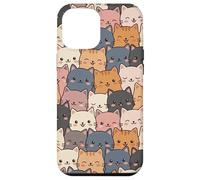 Cute Cat Faces Pattern Kawaii Anime Kitten Stack Aesthetic Case for iPhone 12 Pro Max