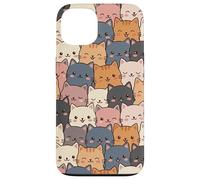 Cute Cat Faces Pattern Kawaii Anime Kitten Stack Aesthetic Case for iPhone 13