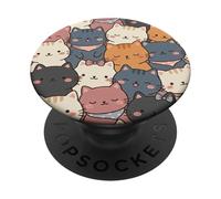 Cute Cat Faces Pattern Kawaii Anime Kitten Stack Aesthetic PopSockets Adhesive PopGrip