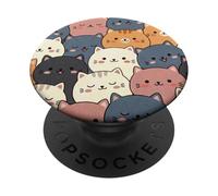 Cute Cat Faces Pattern Kawaii Anime Kitten Stack Aesthetic PopSockets Adhesive PopGrip