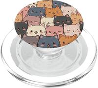 Cute Cat Faces Pattern Kawaii Anime Kitten Stack Aesthetic PopSockets PopGrip for MagSafe