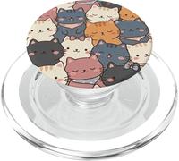 Cute Cat Faces Pattern Kawaii Anime Kitten Stack Aesthetic PopSockets PopGrip for MagSafe