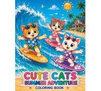 Cute Cat Family Summer Coloring Book: Beach Adventures, Surfing & Vacation Fun | Easy and Cute Coloring Pages for Kids Ages 4-8