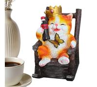 Cute Cat Figurines - 7 Inch Resin Solar Garden Decor | Waterproof Color-Changing LED Outdoor Lights | Solar Cat Statue - Whimsical Pathway Ornament For Patio Lawn Backyard Deck And Courtyard